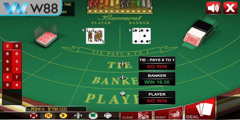 Cách chơi baccarat online W88 chi tiết